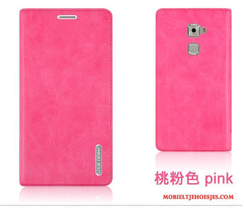 Huawei Mate S Hoesje Grote Mobiele Telefoon Clamshell Duurzaam Rood Leren Etui Achterklep