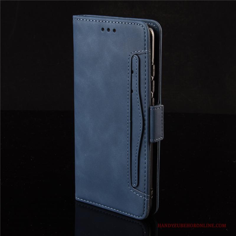 Huawei Nova 5t Bescherming Leren Etui Donkerblauw Leer Hoesje Telefoon Folio