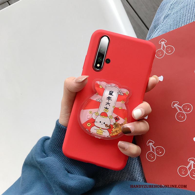 Huawei Nova 5t Hoesje Drijfzand Net Red Anti-fall Rood Spotprent Siliconen Rat