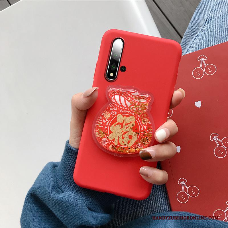 Huawei Nova 5t Hoesje Drijfzand Net Red Anti-fall Rood Spotprent Siliconen Rat