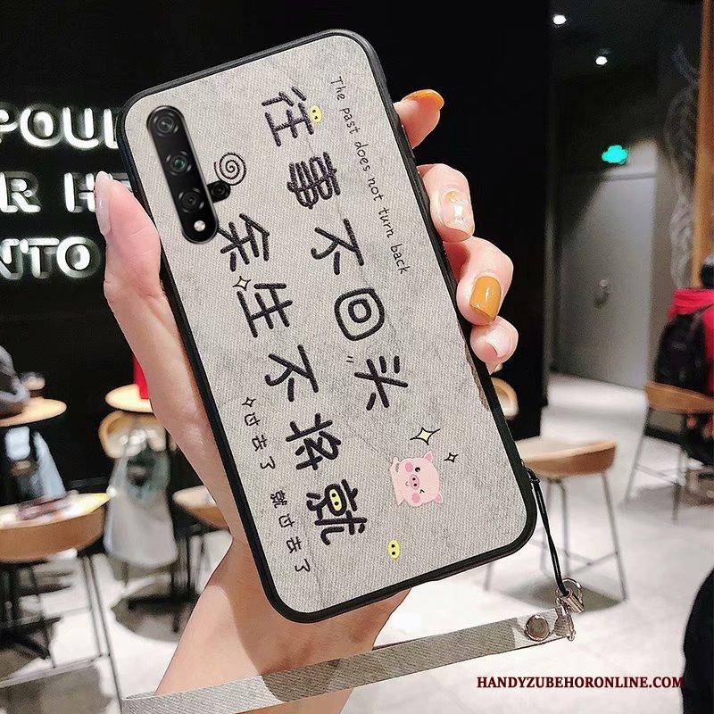 Huawei Nova 5t Hoesje Patroon Anti-fall Eenvoudige Zacht Doek Rood