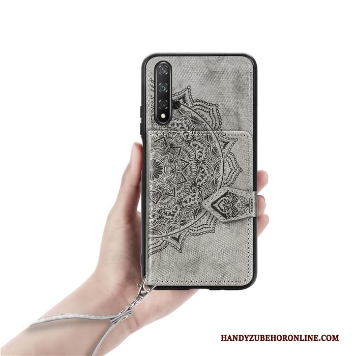 Huawei Nova 5t Hoesje Telefoon Patroon Rood Portemonnee Doek Hanger Kaart Tas