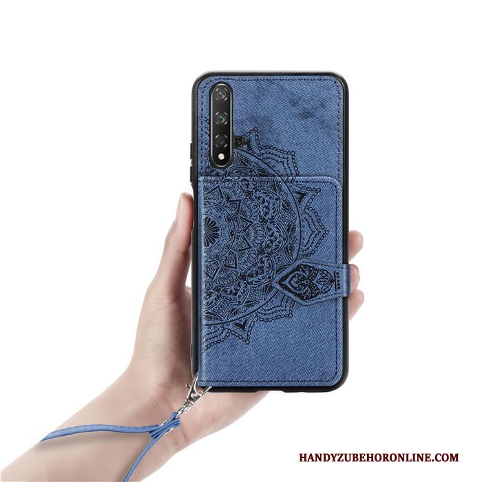 Huawei Nova 5t Hoesje Telefoon Patroon Rood Portemonnee Doek Hanger Kaart Tas