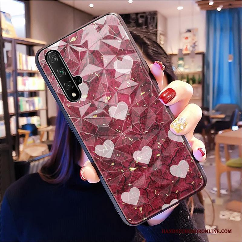 Huawei Nova 5t Mobiele Telefoon Ruit Net Red Zwart Hoes Patroon Hoesje Telefoon