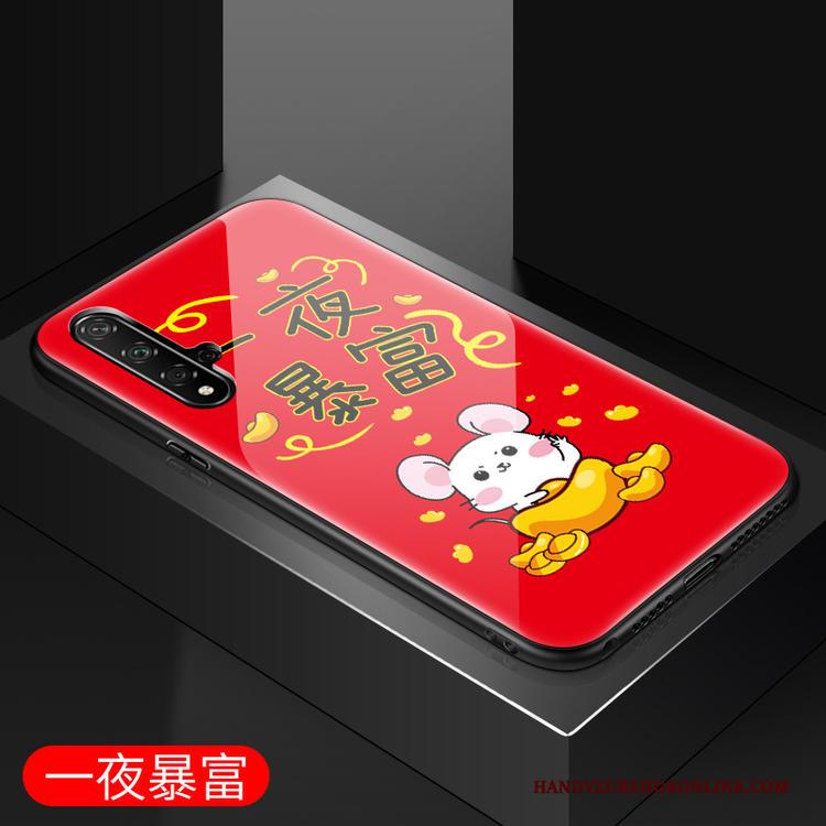 Huawei Nova 5t Rood Hoesje Telefoon Trend Bescherming Spotprent Rat Mooie