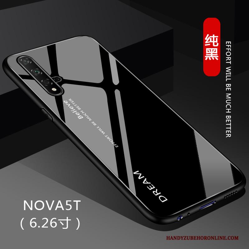 Huawei Nova 5t Zwart Verloop Hoesje Telefoon Anti-fall All Inclusive Effen Kleur Glas