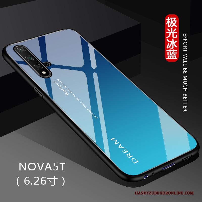 Huawei Nova 5t Zwart Verloop Hoesje Telefoon Anti-fall All Inclusive Effen Kleur Glas