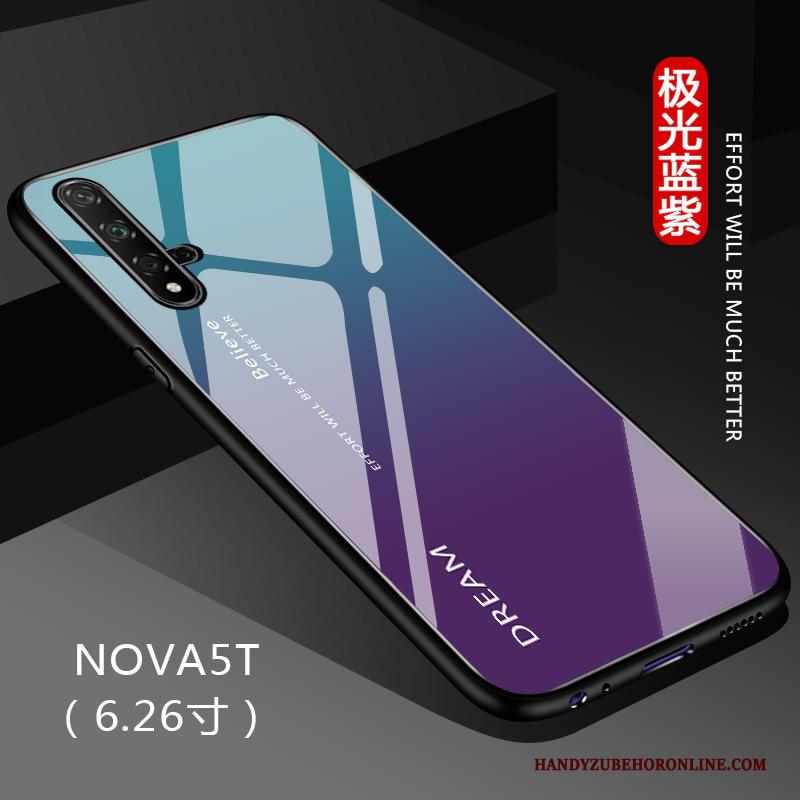 Huawei Nova 5t Zwart Verloop Hoesje Telefoon Anti-fall All Inclusive Effen Kleur Glas