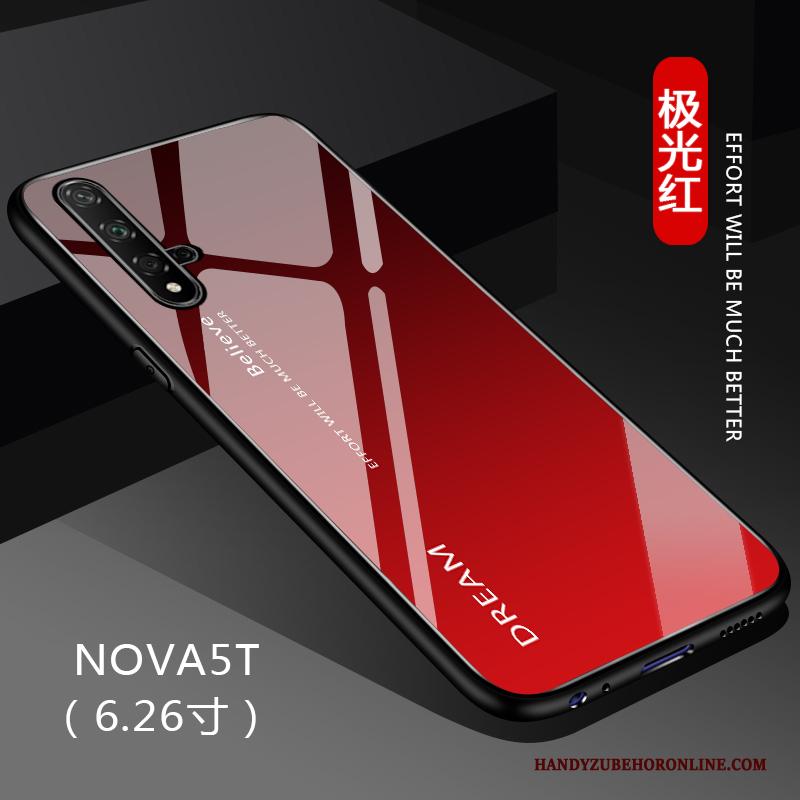 Huawei Nova 5t Zwart Verloop Hoesje Telefoon Anti-fall All Inclusive Effen Kleur Glas