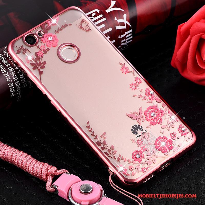 Huawei Nova All Inclusive Bescherming Roze Zacht Hanger Hoesje Telefoon Trend