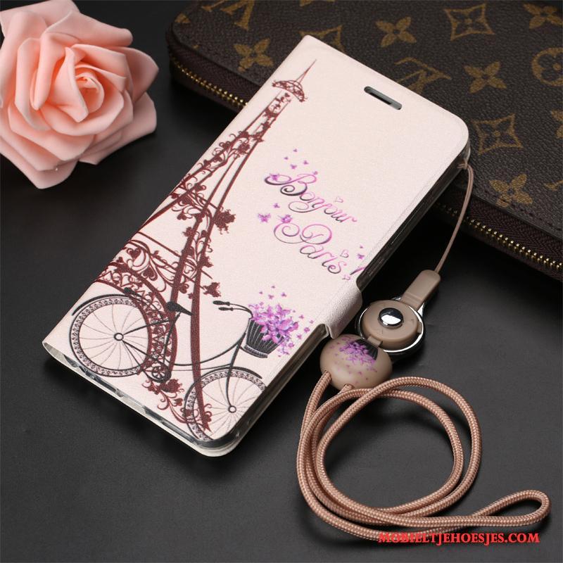 Huawei Nova Hoes Clamshell Anti-fall Siliconen Leren Etui Roze Hoesje Telefoon