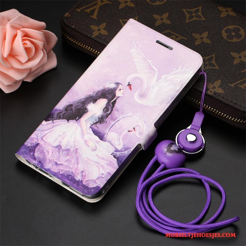 Huawei Nova Hoes Clamshell Anti-fall Siliconen Leren Etui Roze Hoesje Telefoon