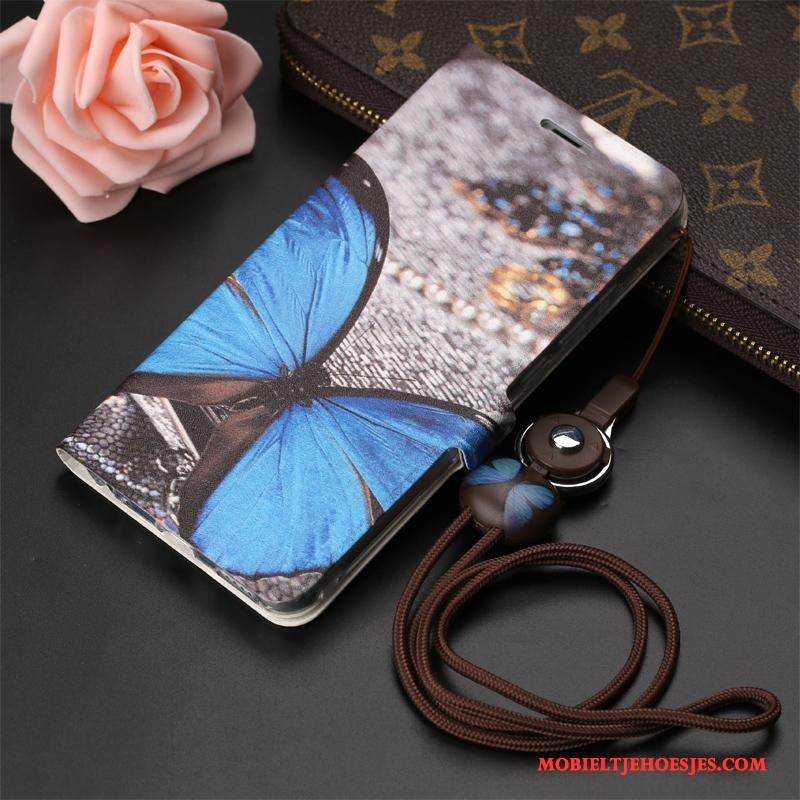 Huawei Nova Hoes Clamshell Anti-fall Siliconen Leren Etui Roze Hoesje Telefoon