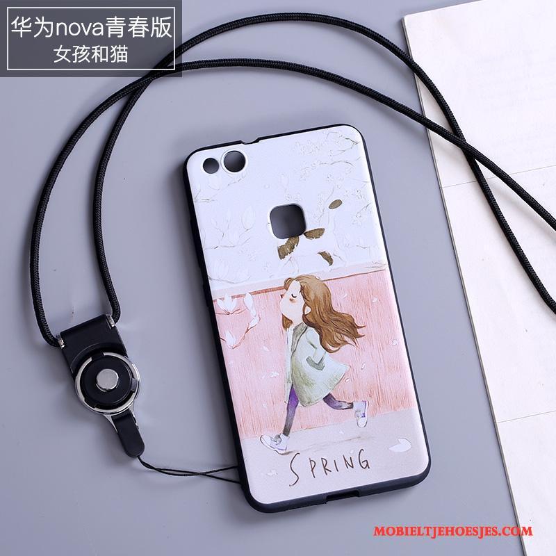 Huawei Nova Hoes Kleur Bescherming Hanger Anti-fall Hoesje Telefoon Siliconen