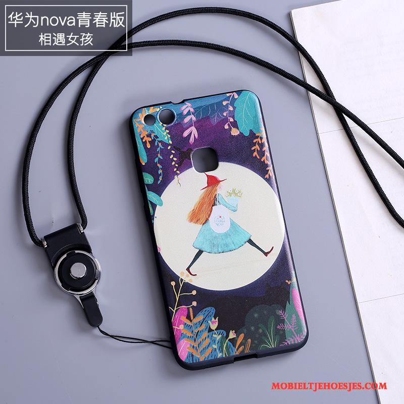 Huawei Nova Hoes Kleur Bescherming Hanger Anti-fall Hoesje Telefoon Siliconen