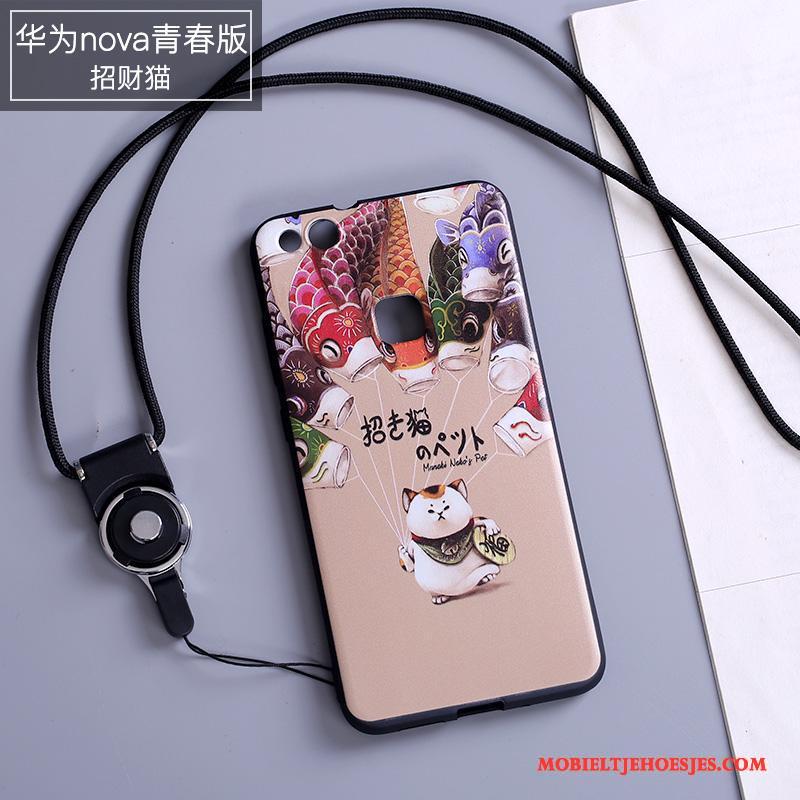 Huawei Nova Hoes Kleur Bescherming Hanger Anti-fall Hoesje Telefoon Siliconen