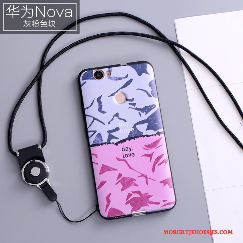 Huawei Nova Hoes Kleur Bescherming Hanger Anti-fall Hoesje Telefoon Siliconen