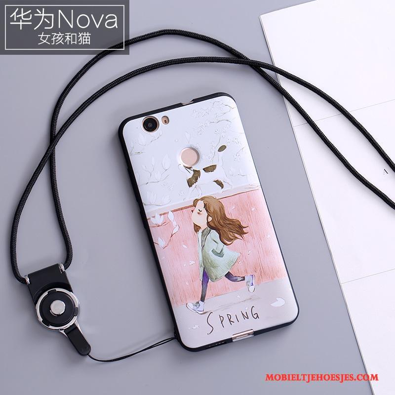 Huawei Nova Hoes Kleur Bescherming Hanger Anti-fall Hoesje Telefoon Siliconen