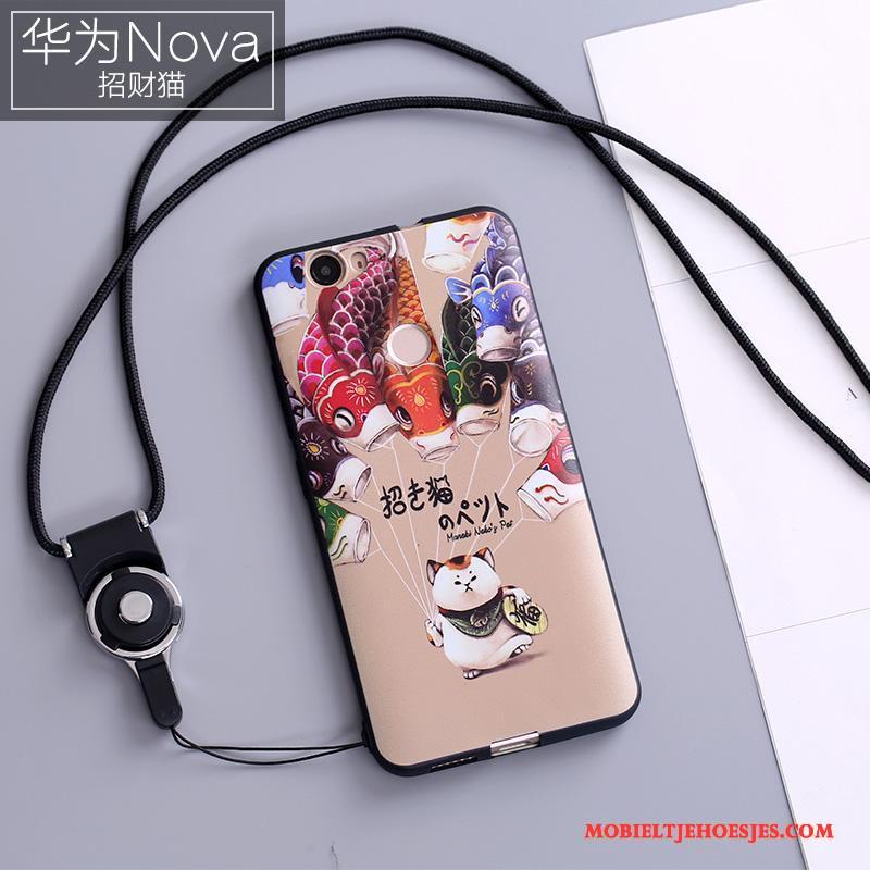 Huawei Nova Hoes Kleur Bescherming Hanger Anti-fall Hoesje Telefoon Siliconen