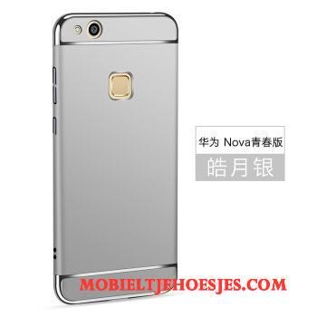 Huawei Nova Hoes Pu Groen Hoesje Telefoon Anti-fall Zilver Bescherming