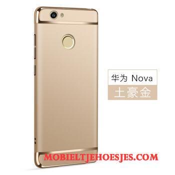 Huawei Nova Hoes Pu Groen Hoesje Telefoon Anti-fall Zilver Bescherming