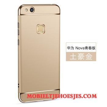 Huawei Nova Hoes Pu Groen Hoesje Telefoon Anti-fall Zilver Bescherming