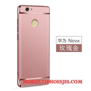 Huawei Nova Hoes Pu Groen Hoesje Telefoon Anti-fall Zilver Bescherming