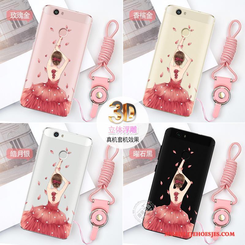Huawei Nova Hoesje Anti-fall Siliconen Zacht Doorzichtig Trend Hoes Rood