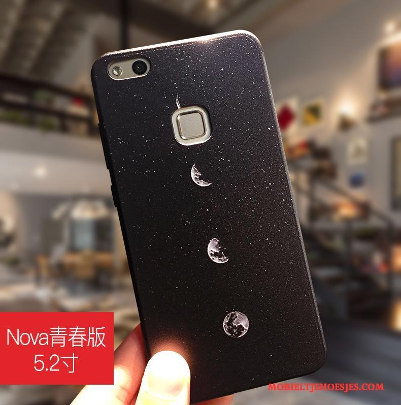 Huawei Nova Hoesje Hanger Scheppend Hoes Zwart Bescherming Siliconen Trend