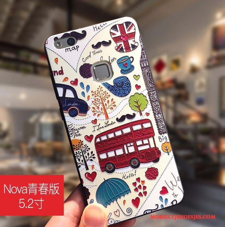 Huawei Nova Hoesje Hanger Scheppend Hoes Zwart Bescherming Siliconen Trend