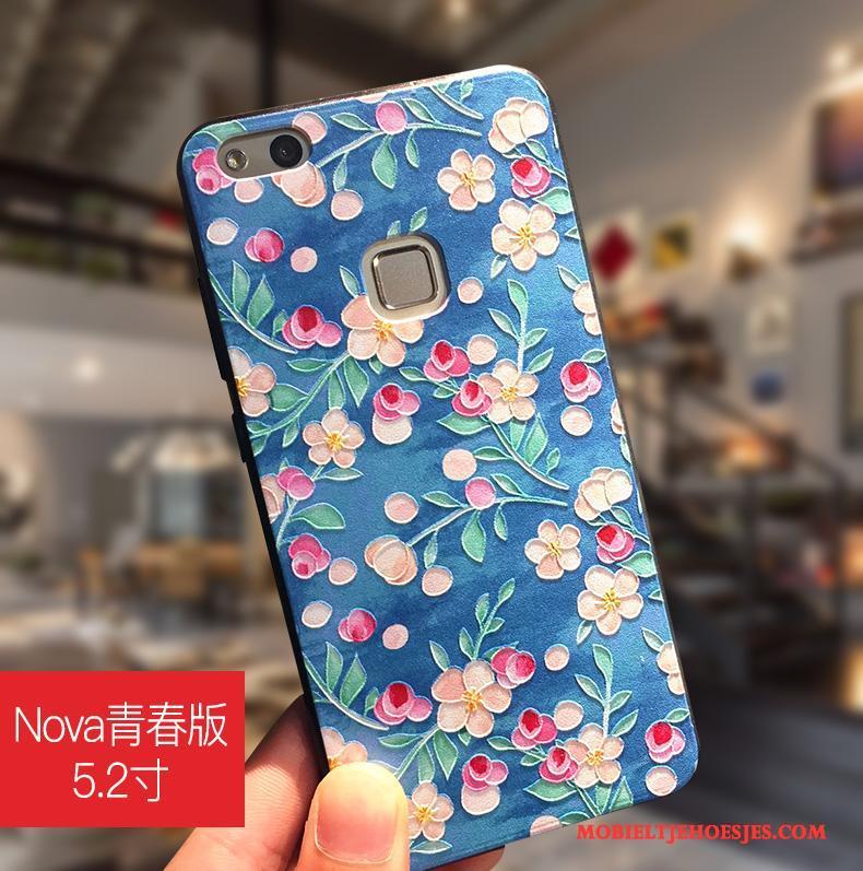 Huawei Nova Hoesje Hanger Scheppend Hoes Zwart Bescherming Siliconen Trend