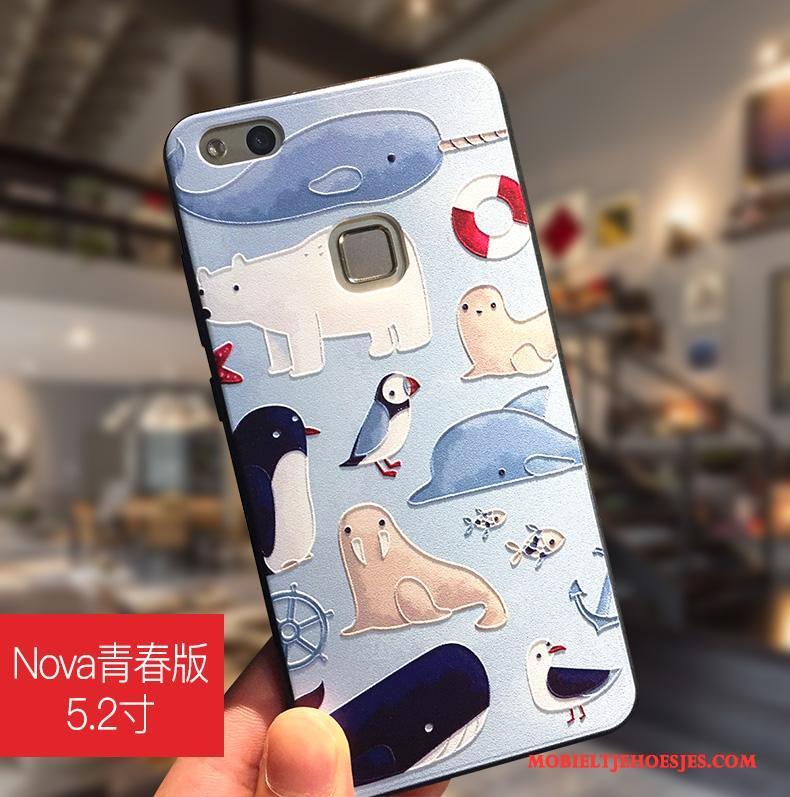 Huawei Nova Hoesje Hanger Scheppend Hoes Zwart Bescherming Siliconen Trend