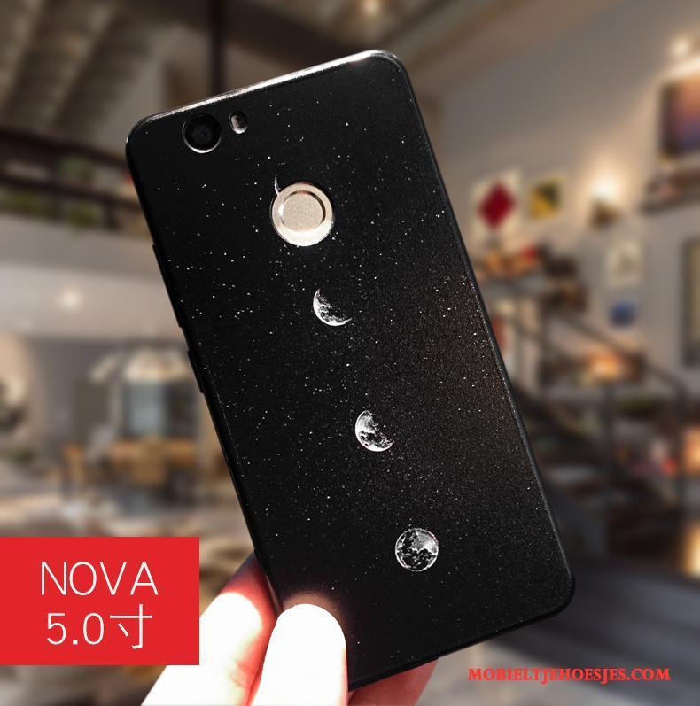 Huawei Nova Hoesje Hanger Scheppend Hoes Zwart Bescherming Siliconen Trend