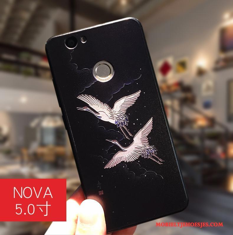 Huawei Nova Hoesje Hanger Scheppend Hoes Zwart Bescherming Siliconen Trend