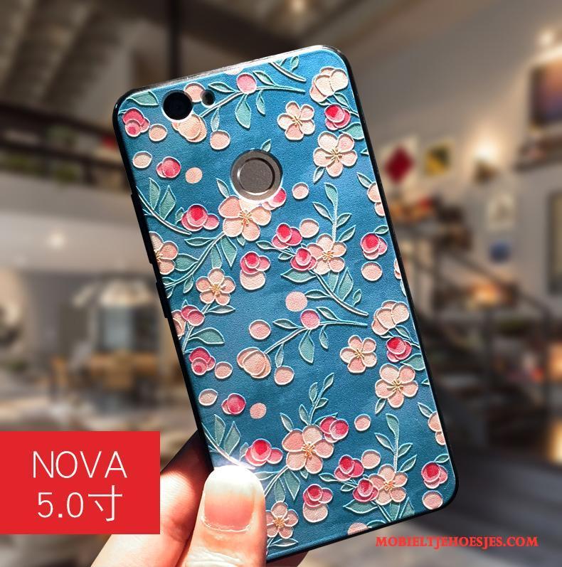 Huawei Nova Hoesje Hanger Scheppend Hoes Zwart Bescherming Siliconen Trend