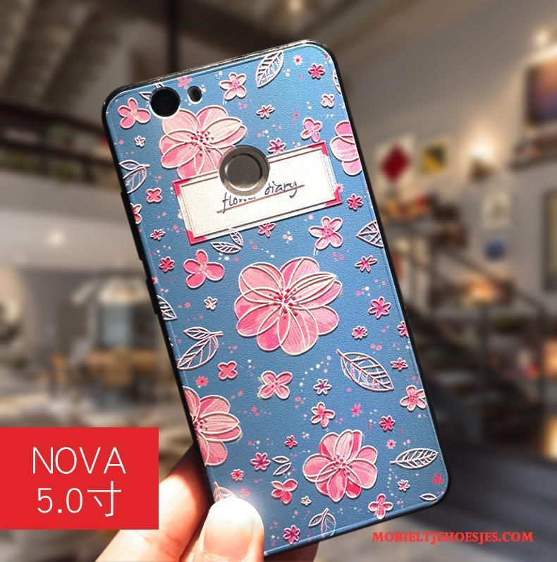 Huawei Nova Hoesje Hanger Scheppend Hoes Zwart Bescherming Siliconen Trend