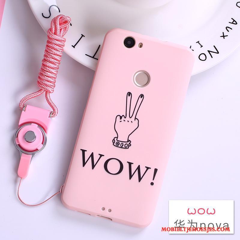 Huawei Nova Hoesje Hoes Mooie Roze Hanger Siliconen Bescherming Zacht