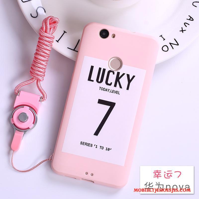 Huawei Nova Hoesje Hoes Mooie Roze Hanger Siliconen Bescherming Zacht