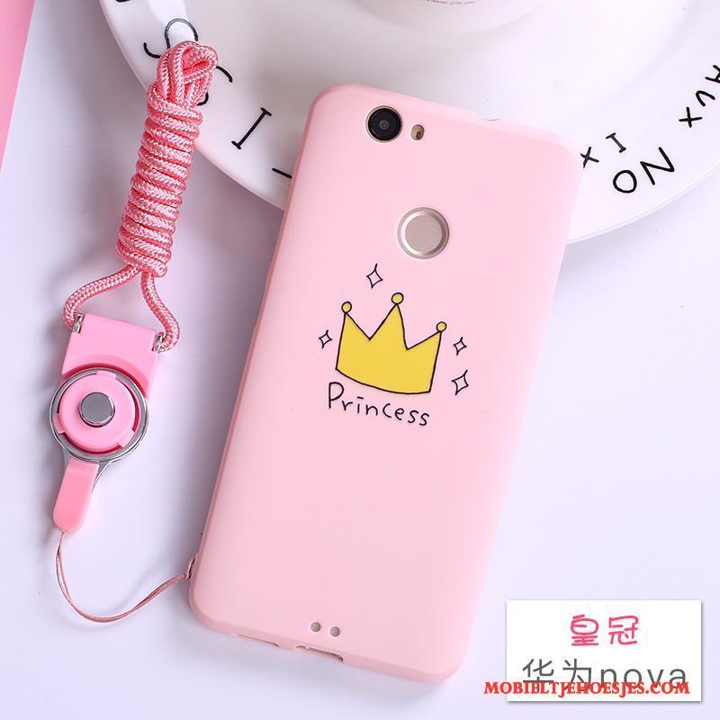 Huawei Nova Hoesje Hoes Mooie Roze Hanger Siliconen Bescherming Zacht