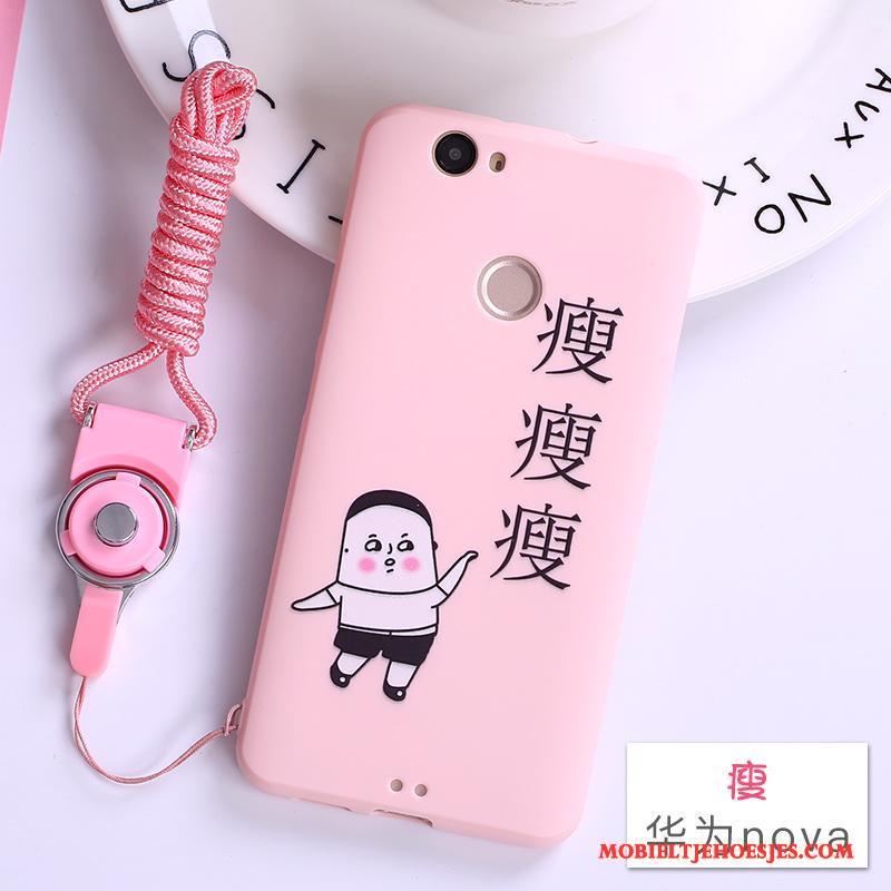 Huawei Nova Hoesje Hoes Mooie Roze Hanger Siliconen Bescherming Zacht