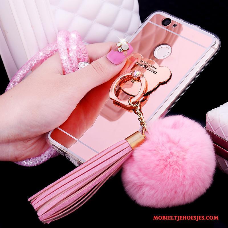 Huawei Nova Hoesje Trend Pompom Hoes Siliconen Hanger Bescherming Goud