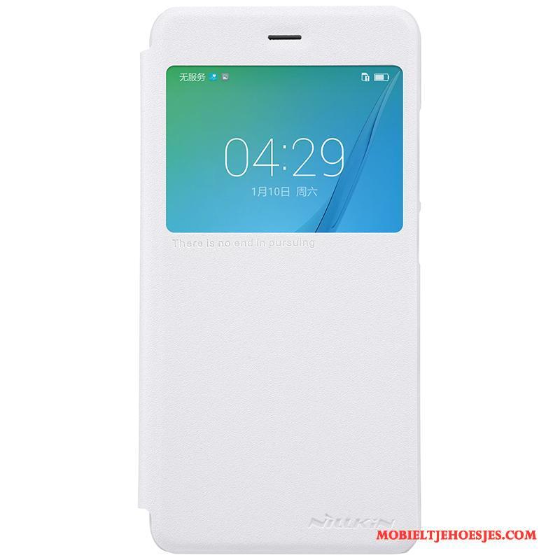 Huawei Nova Leren Etui Zwart Folio Mobiele Telefoon Bescherming Hoesje Windows