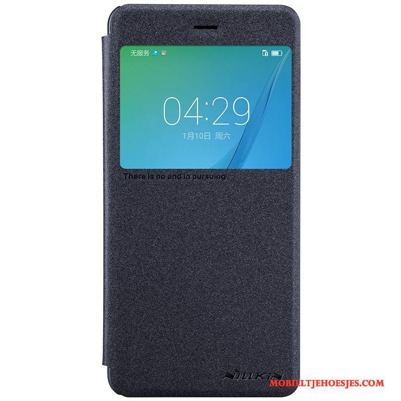 Huawei Nova Leren Etui Zwart Folio Mobiele Telefoon Bescherming Hoesje Windows