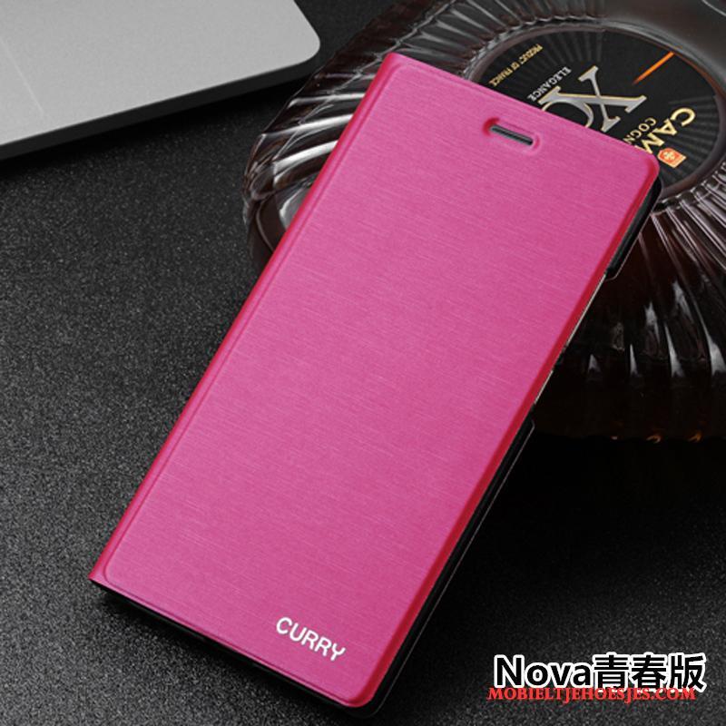 Huawei Nova Leren Etui Zwart Jeugd Hoesje Telefoon Bescherming Folio