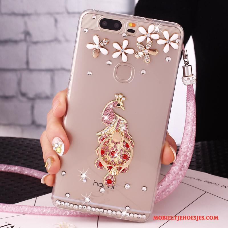 Huawei Nova Mobiele Telefoon Hanger Hoesje Telefoon Met Strass Goud Bescherming