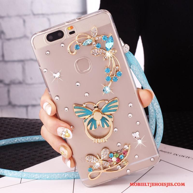 Huawei Nova Mobiele Telefoon Hanger Hoesje Telefoon Met Strass Goud Bescherming