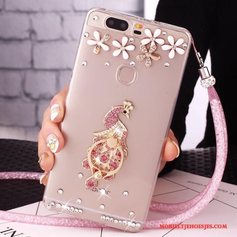 Huawei Nova Mobiele Telefoon Hanger Hoesje Telefoon Met Strass Goud Bescherming