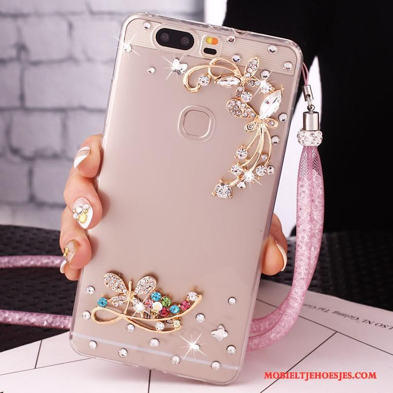 Huawei Nova Mobiele Telefoon Hanger Hoesje Telefoon Met Strass Goud Bescherming