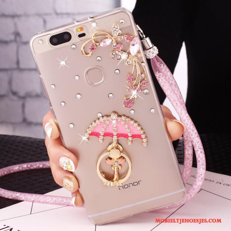 Huawei Nova Mobiele Telefoon Hanger Hoesje Telefoon Met Strass Goud Bescherming