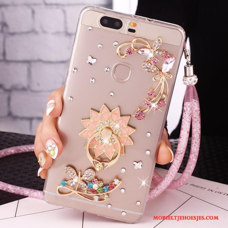 Huawei Nova Mobiele Telefoon Hanger Hoesje Telefoon Met Strass Goud Bescherming